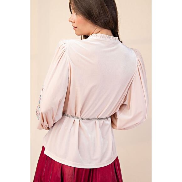 1N3***Easel Velvet Top with Embroidery - available in S-L & 1X-3X - Picture 3 of 4